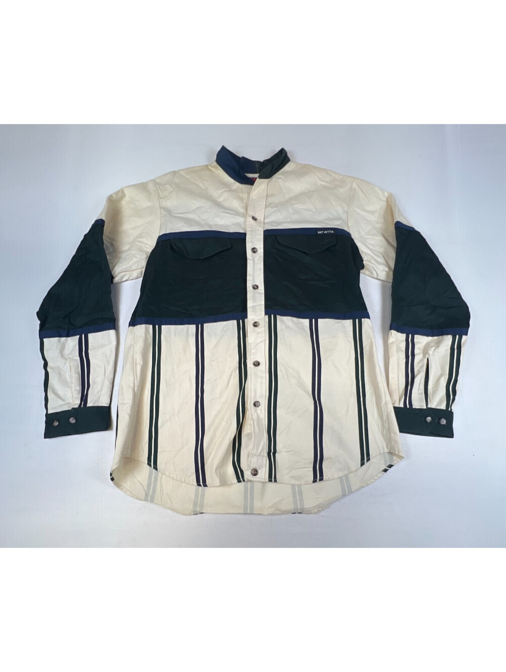 Vintage Mo Betta By Westmoor Colorblock Stripe Western Shirt Mens 15.5 x 34